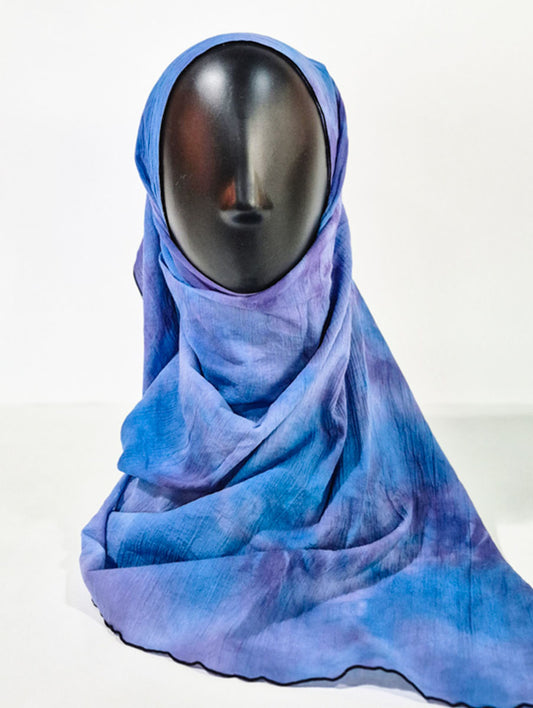 Blue Pattern Inspired Silk Kimono x Hijab