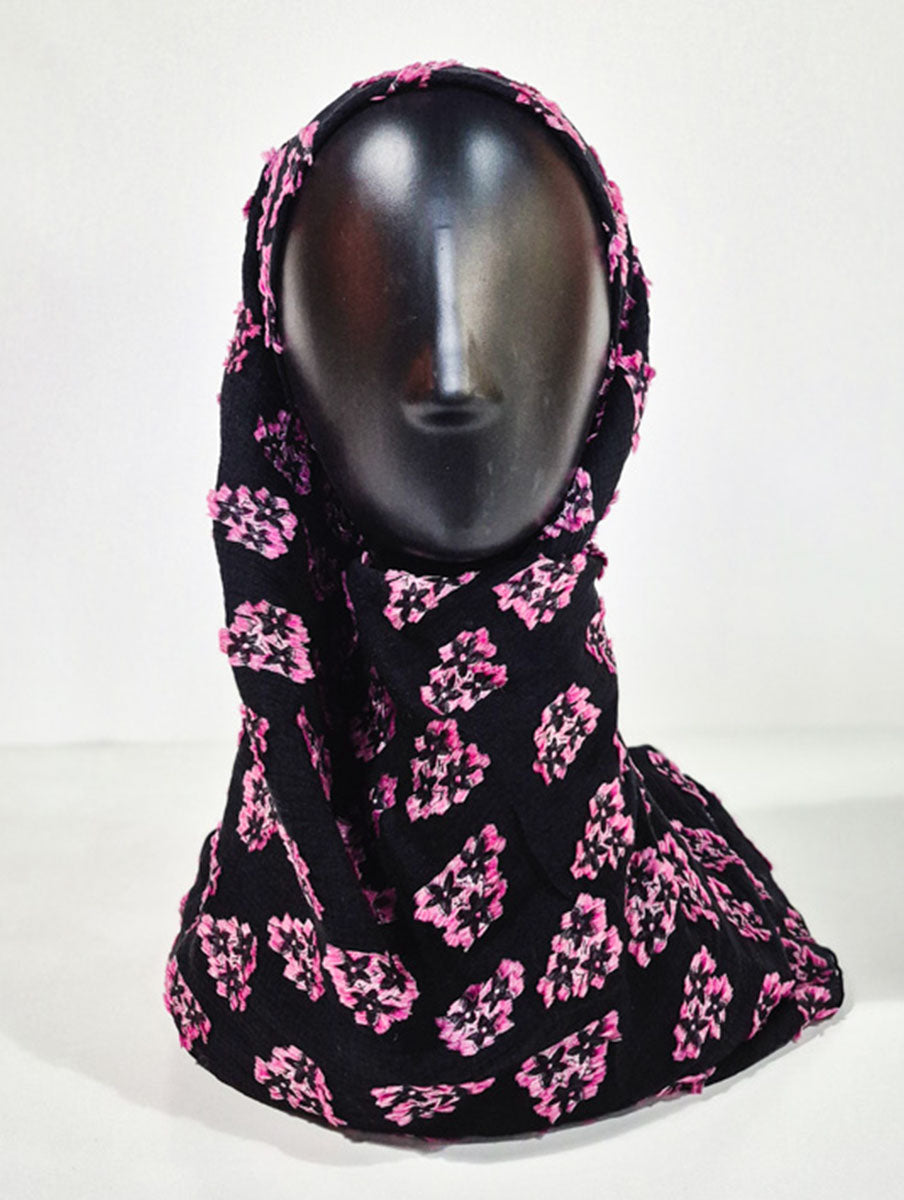 Black and Pink Floral Inspired Silk Kimono x Hijab