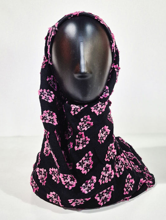Black and Pink Floral Inspired Silk Kimono x Hijab
