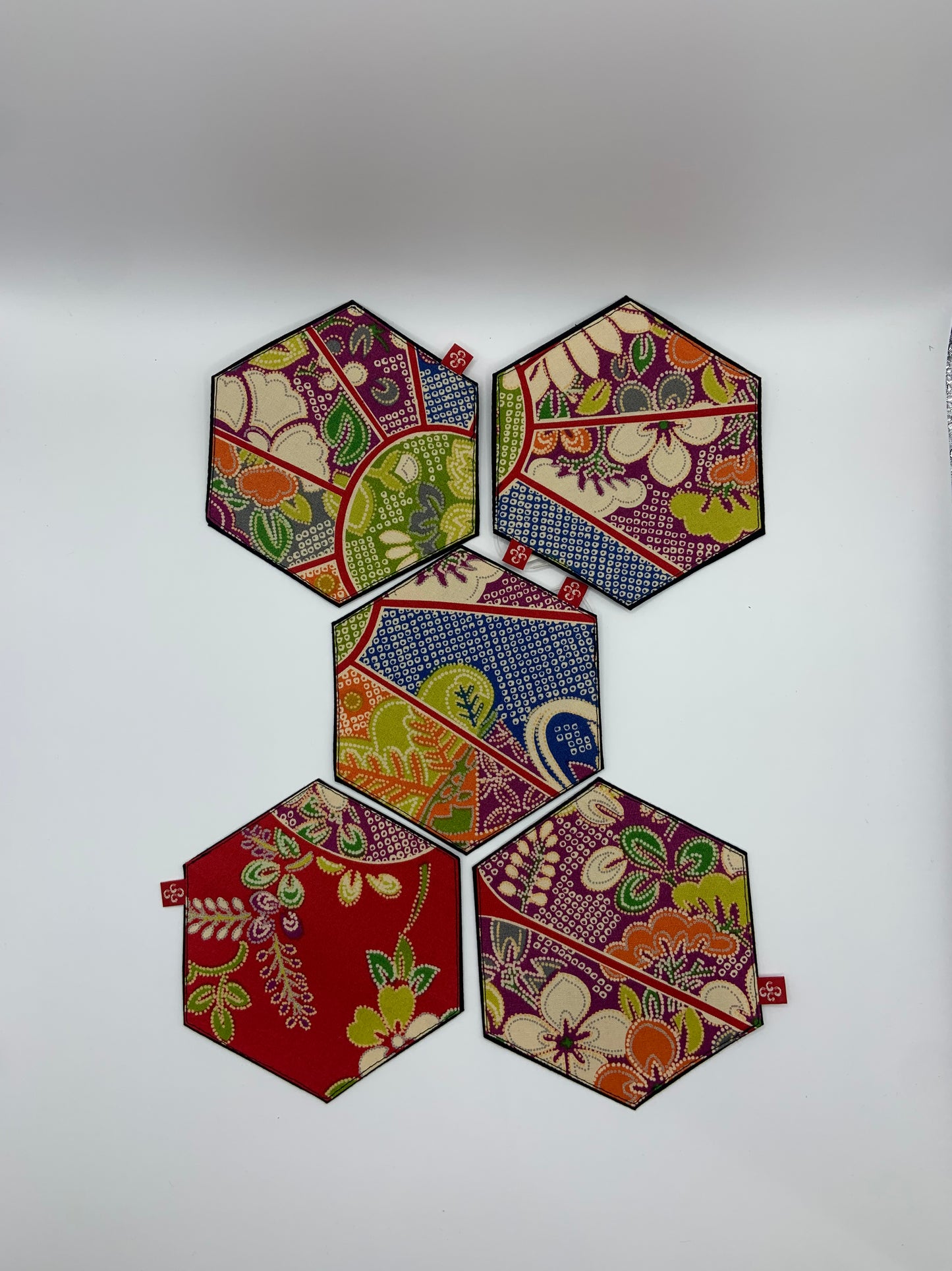 Coasters | Hexagon Kimono Design | Housewarming Gift | Set of 5 Drink Coaster Set