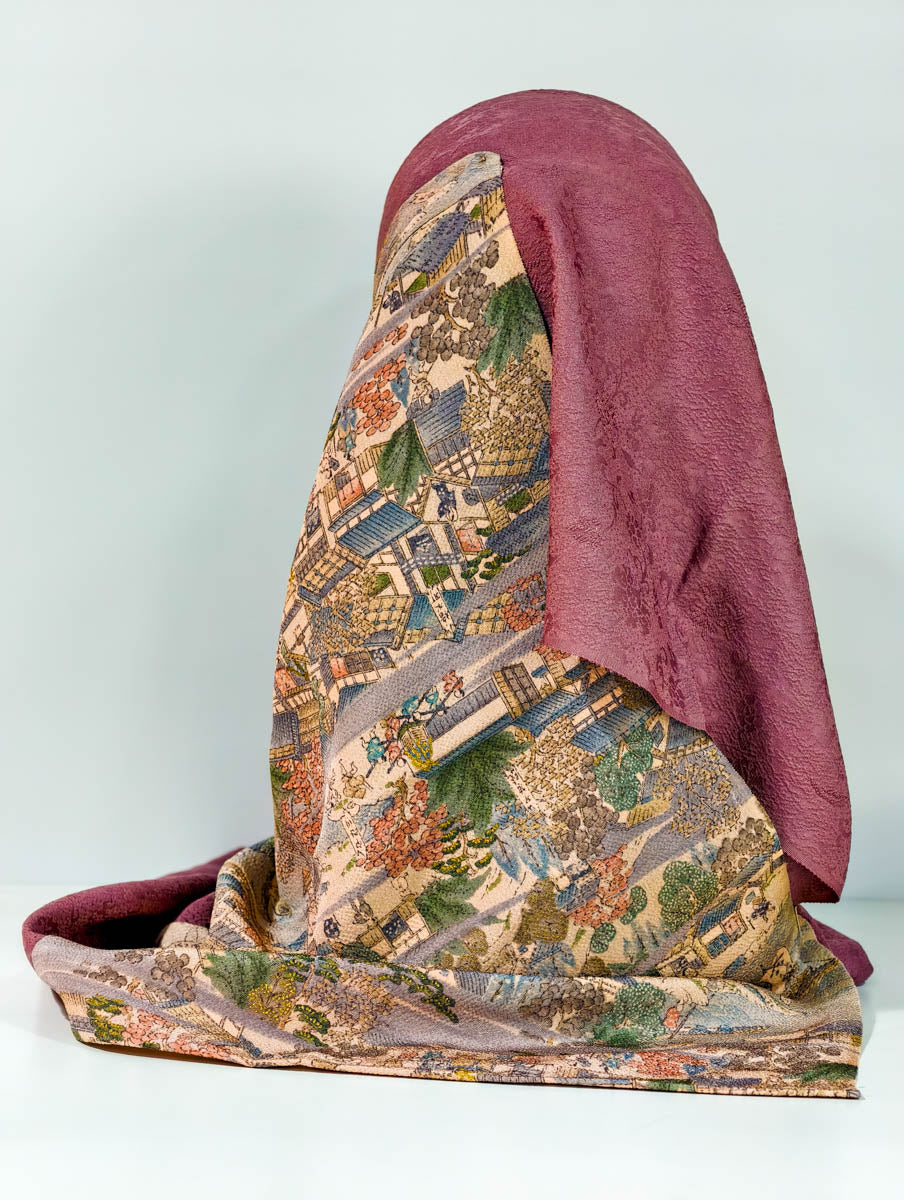 Brown and Gold Flower Theme Kimono x Hijab