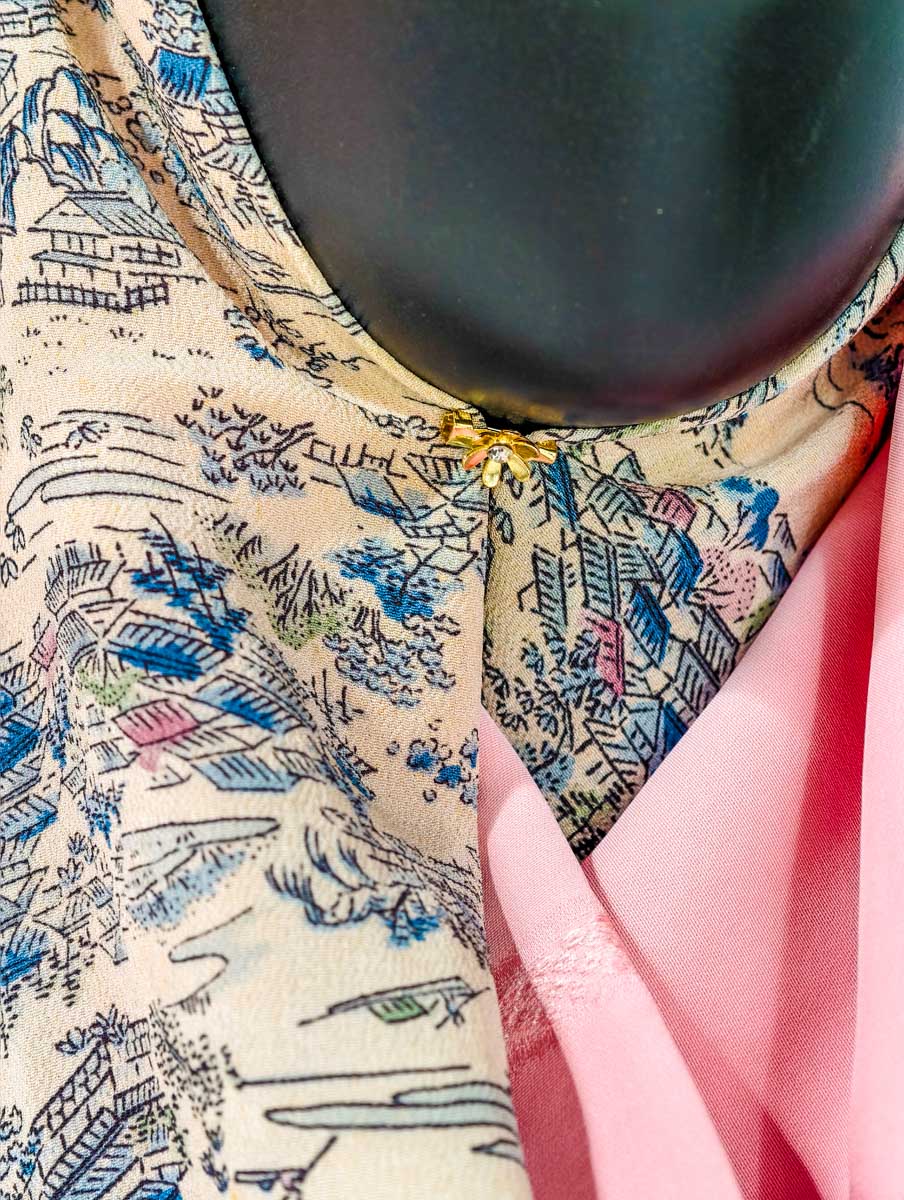 Beige and Pink Landscape Inspired Silk Kimono x Hijab