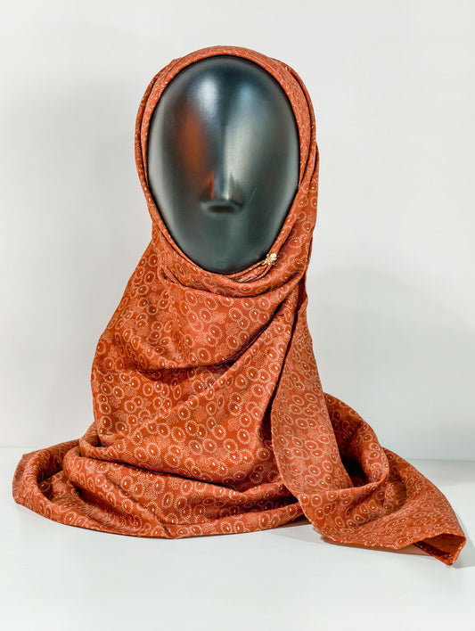 Orange Flower Pattern Silk Kimono x Hijab