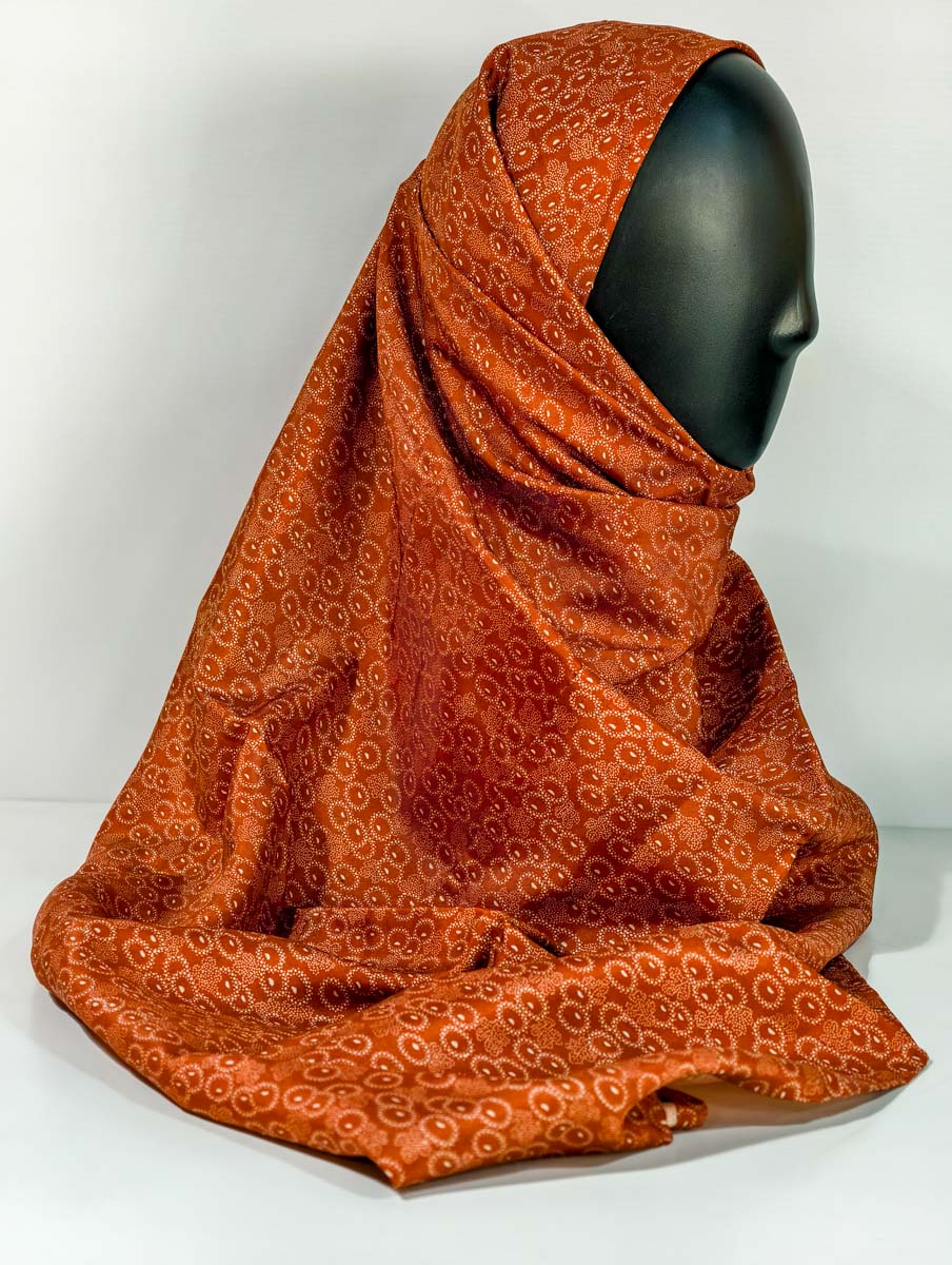 Orange Flower Pattern Silk Kimono x Hijab
