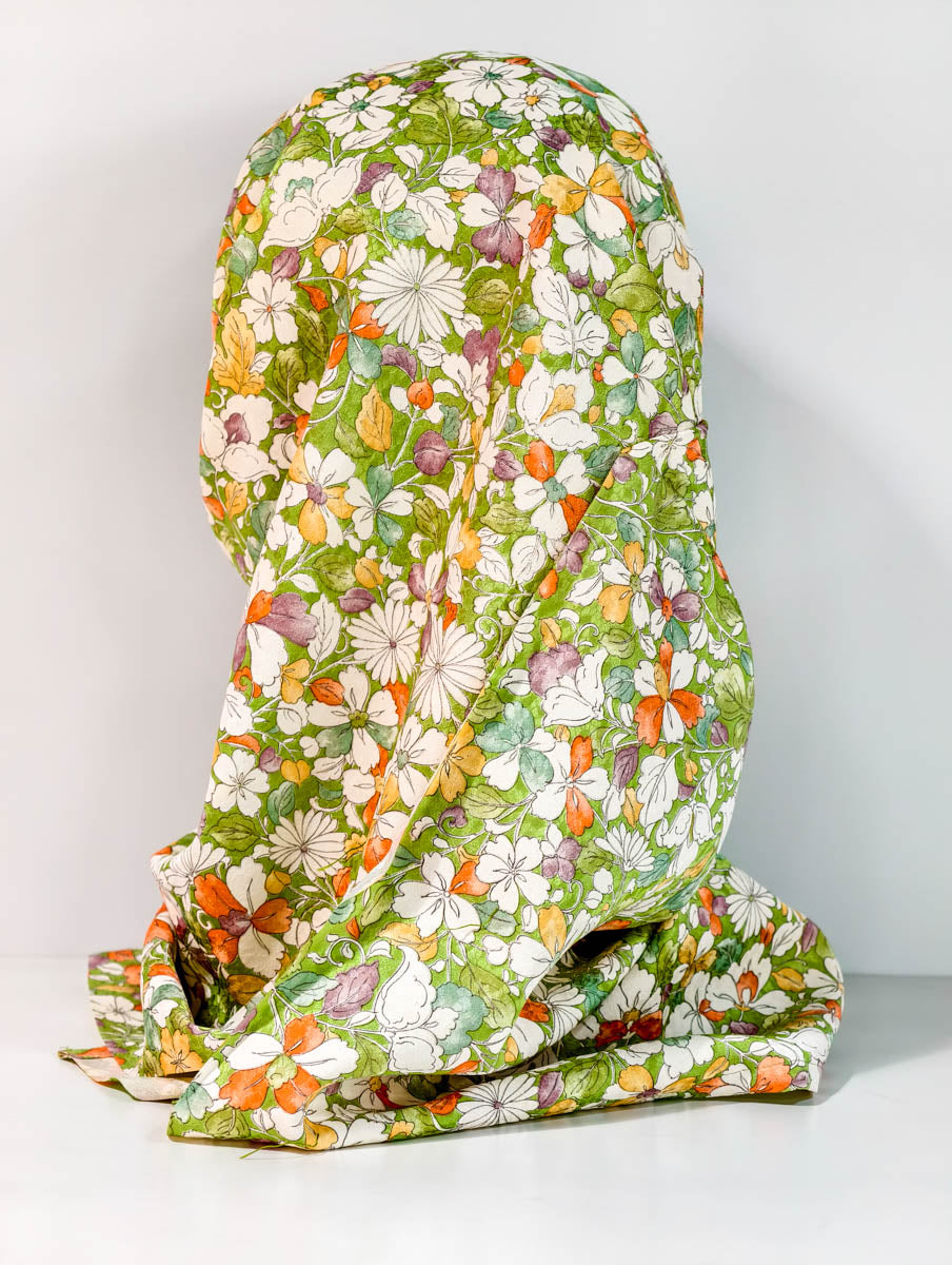 Green Floral Art Silk Kimono x Hijab