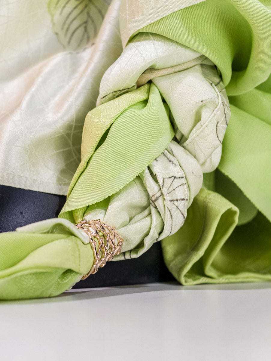 Lime Green Flower Inspired Silk Kimono x Hijab
