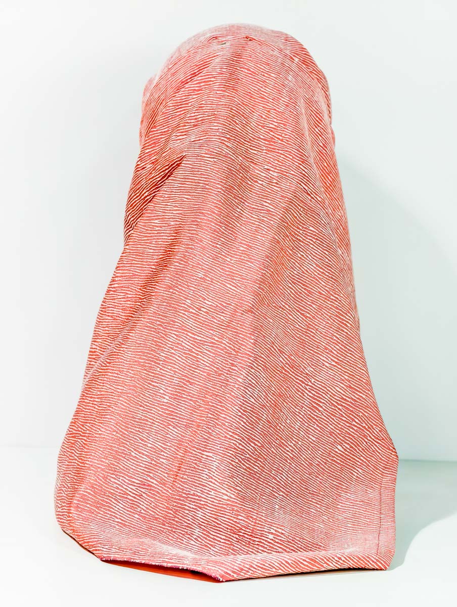 Peach Geometric Waves Silk Kimono x Hijab