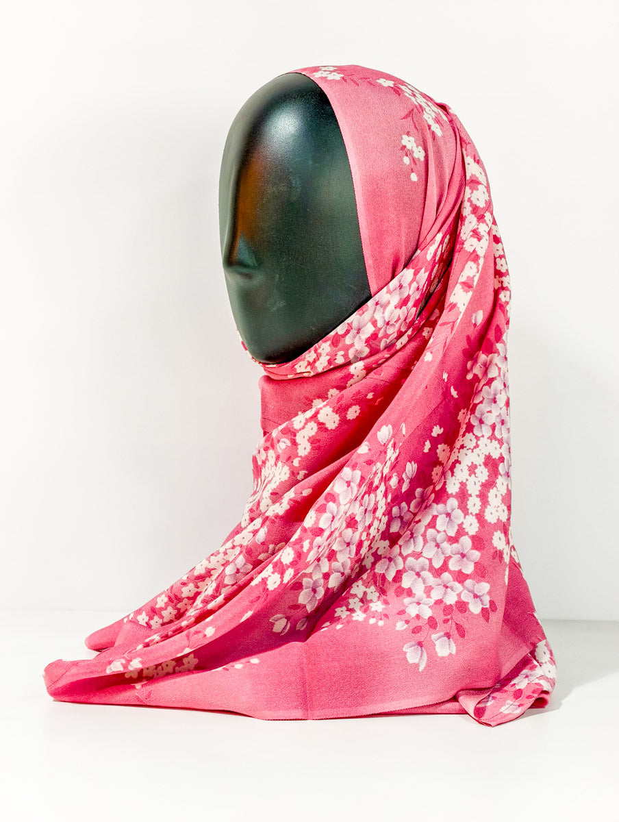 Pink Sakura Floral Silk Kimono x Hijab