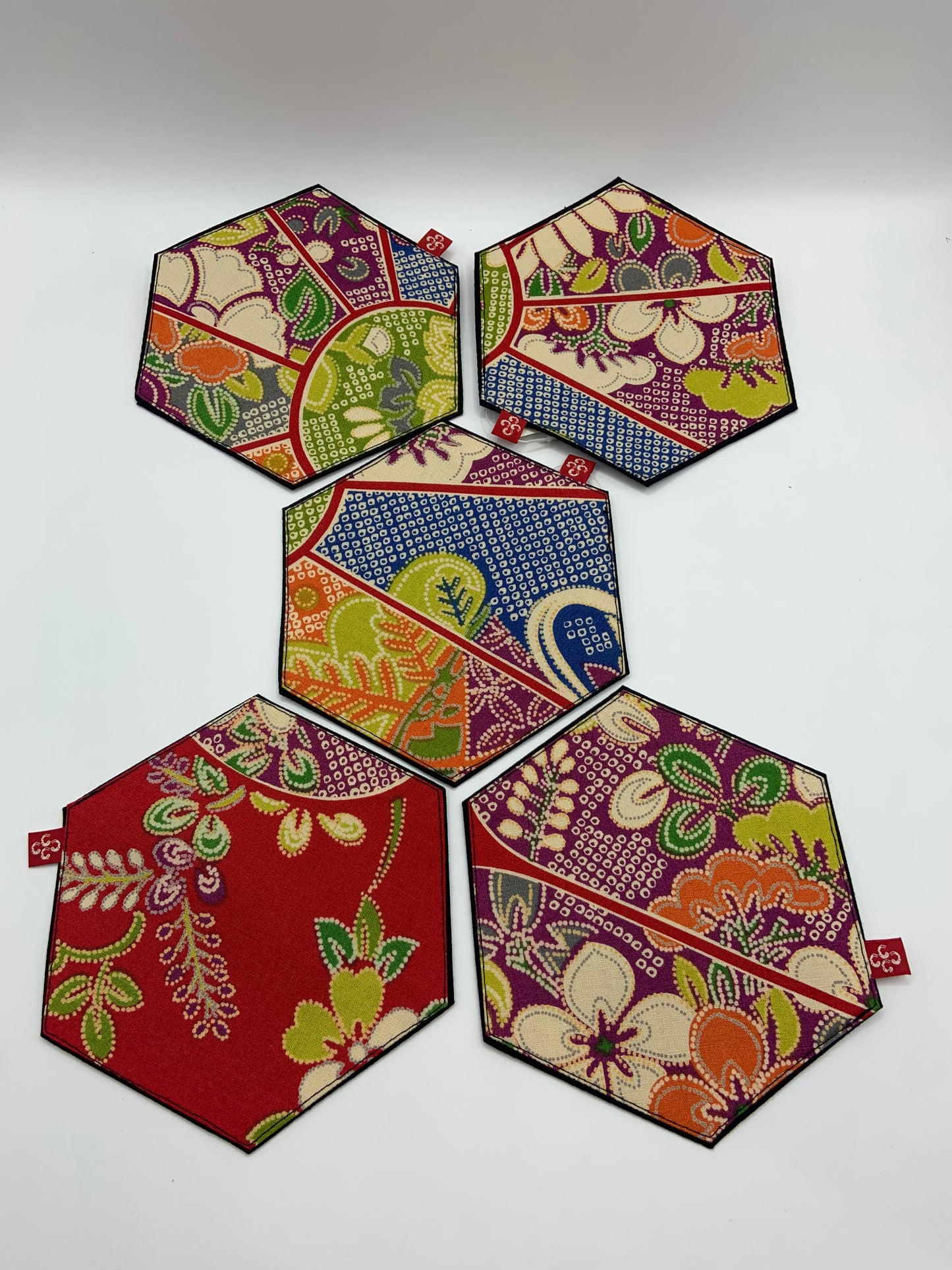 Coasters | Hexagon Kimono Design | Housewarming Gift | Set of 5 Drink Coaster Set