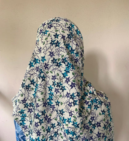 Blue Flower Silk Kimono x Hijab