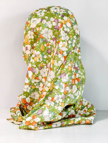 Green Floral Art Silk Kimono x Hijab